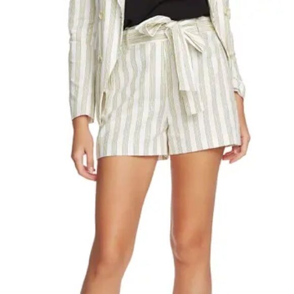 1. State Duet Modern Striped Tie Waist Shorts - Picture 1 of 9